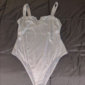 Wild Fable Shimmering Silver Bodysuit
